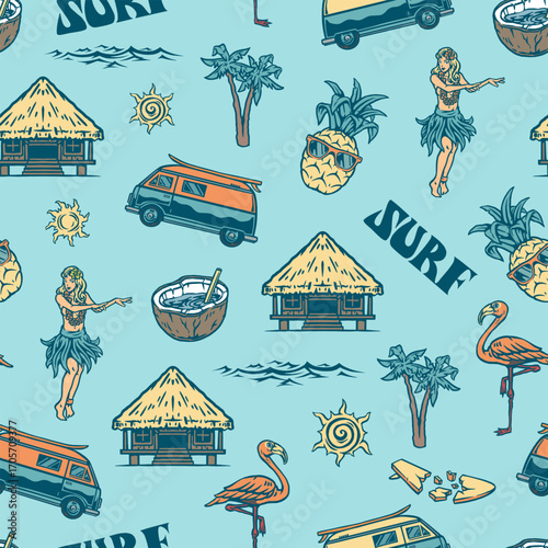 Vibrant tropical surf-themed design