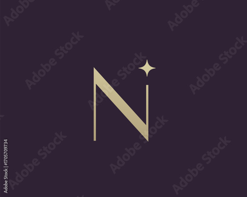 NI letter logo icon design. Classic style luxury initials monogram.