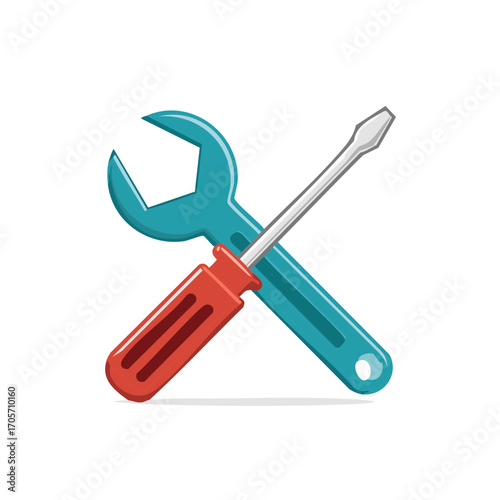 Crossed Wrench and Screwdriver Tools Representing Repair or Construction Services