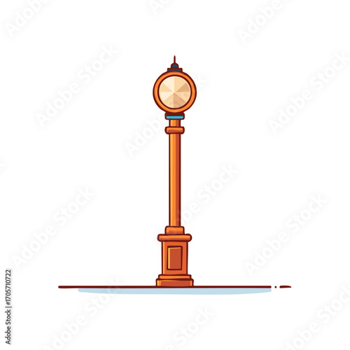 Illustration of a vintage bronze streetlight on white background