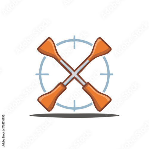 Crossed batons symbol with target, vector illustration