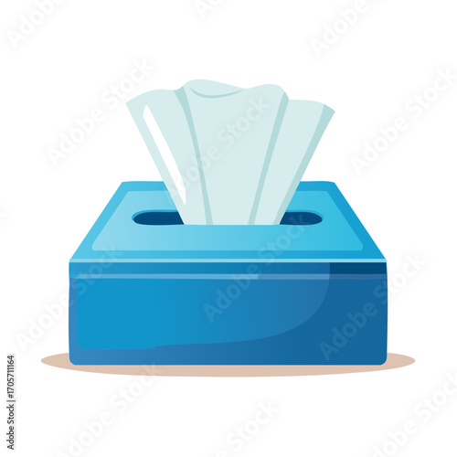 Blue tissue box with tissues popping out vector illustration