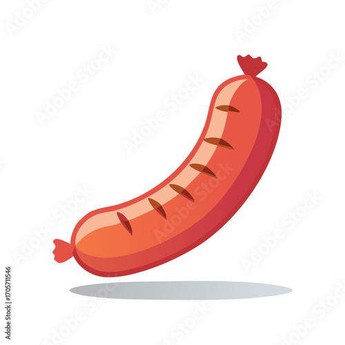 Appetizing grilled sausage graphic illustration. Vector food isolated element