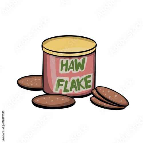 Haw flakes, hawthorn dessert vector illustration
