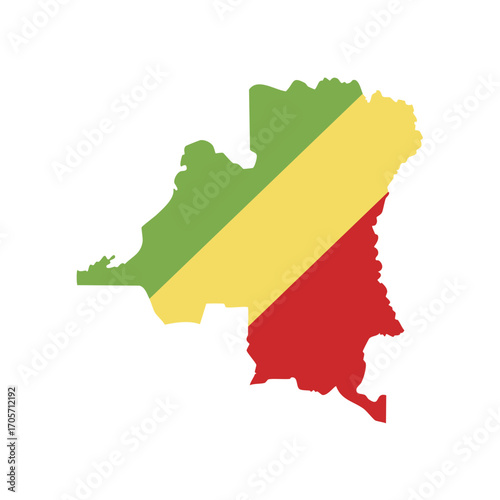 Striking Vector Silhouette of Country Map in Vibrant Green Yellow and Red Celebrating Nationhood with Clean Design