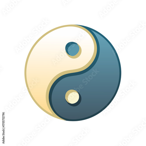 Classic Yin Yang Symbol with Subtle Gradient and Shadow