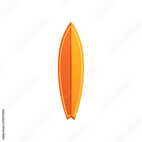 Orange and Yellow Surfboard Standing Upright Nautical Sports Equipment