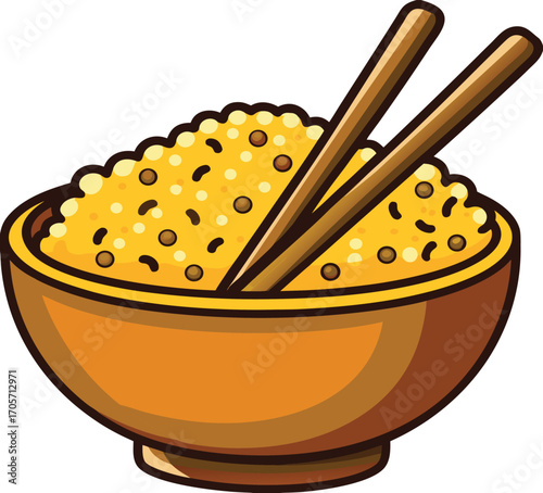 bowl of food with chopsticks