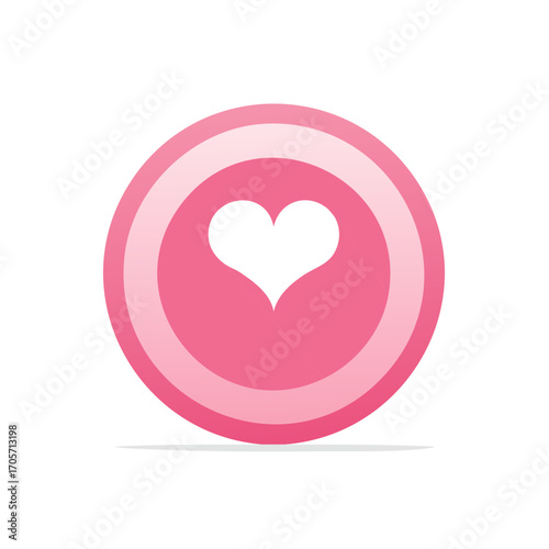 Abstract Pink Heart Symbol with Concentric Circles and Subtle Shadow