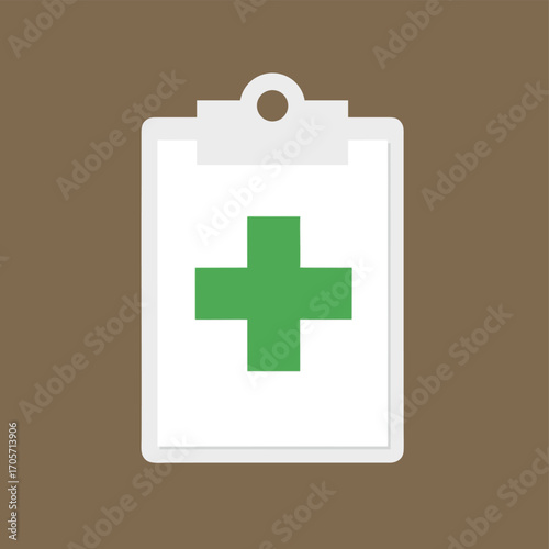 Simple vector of a medical clipboard with cross