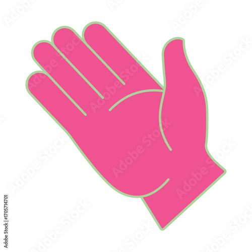 Modern and colorful hand illustration with a neon outline. A minimalist symbol for communication, greetings, and creative pop art themes.