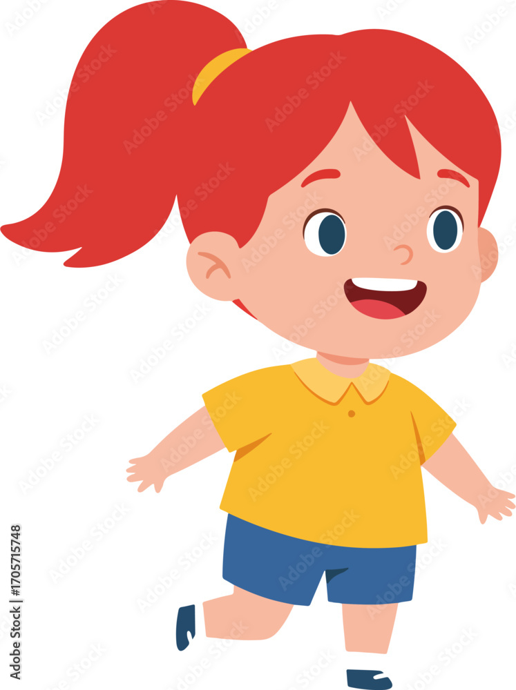 Obraz premium Cute Cartoon Style Running Girl Character Illustration Design