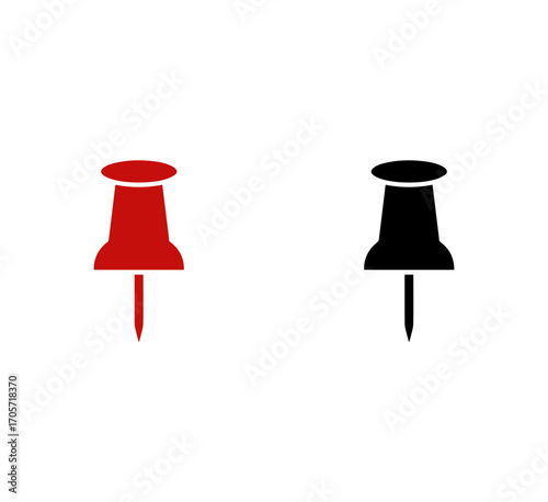 Red vector pushpin icon sharp pointed office supply illustration scalable graphic