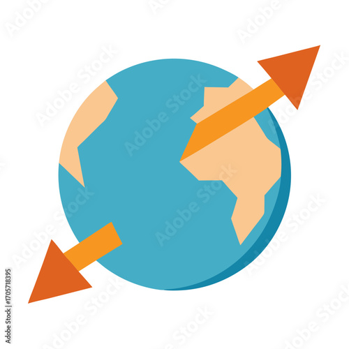 Global arrows indicating direction and movement around the earth