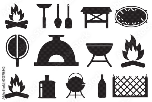 Collection of barbecue and grill icons