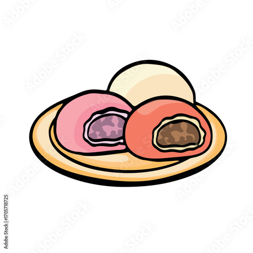 Rice flour dessert mochi vector illustration
