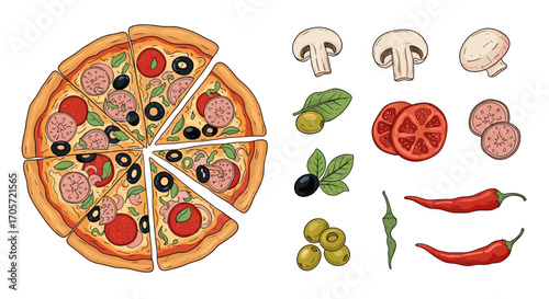 Delicious Sliced Pizza with Fresh Ingredients.
