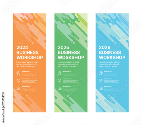 Modern business banner templates with abstract geometric patterns. Perfect for workshops, events, conferences, presentations, or branding projects, combining style and professionalism.