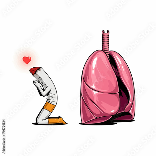 Lonely Cigarette Begging for Love from Ignoring Lungs Vector Art