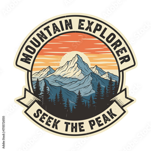 Vintage Mountain Explorer Adventure Badge Design