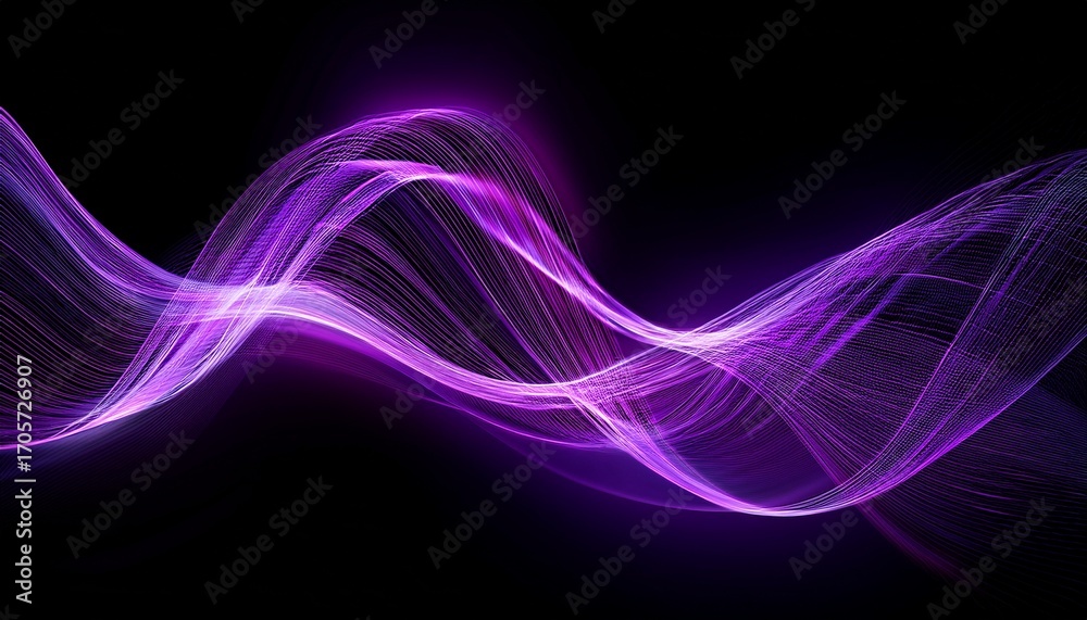 Fototapeta premium Abstract Purple Light Wave On A Black Background