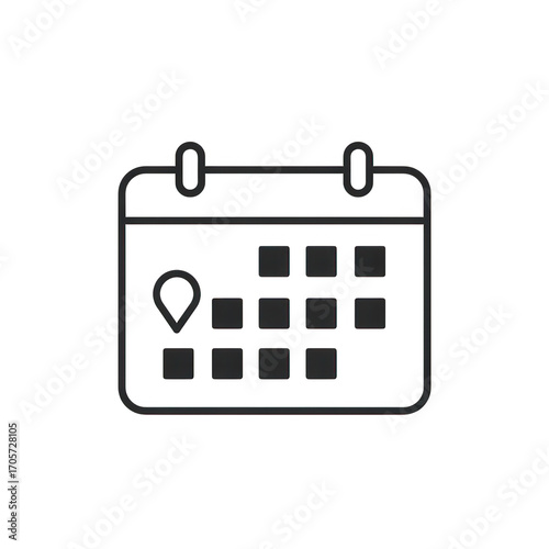 Calendar icon with location pin appointment reminder isolated on transparent background