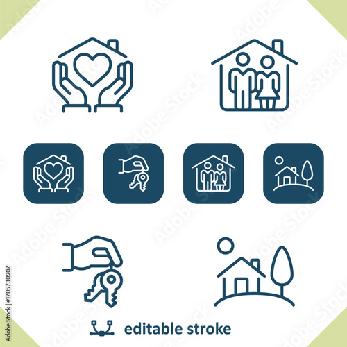Home Icons. Hands, Dream Home, Family, Keys, House, Real Estate Icon