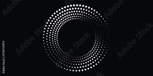 Halftone circular dotted frames set. Circle dots texture isolated on white background. Spotted spray texture. Vector abstract design element spiral circle sound wave vector dots circle