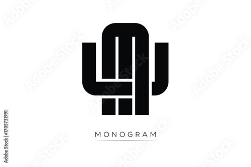 MU Creative Latter Logo. Monogram Logo Design.  Modern Minimal Initials Sing Symbol .