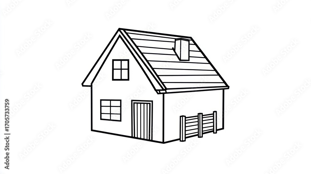Fototapeta premium Simple house drawing outline