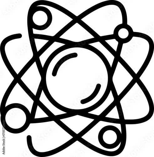 Simple Line Art Atom Model Structure Science Education Icon