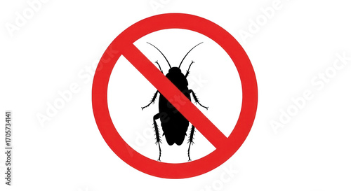 No cockroach sign, prohibition symbol isolated on transparent background