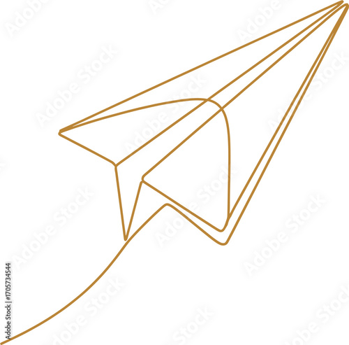 Simple Paper Airplane in Outline Form