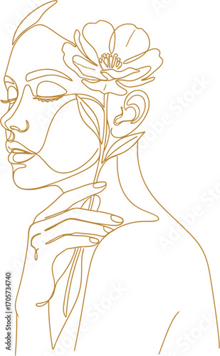 Floral Femininity: Line Art Beauty