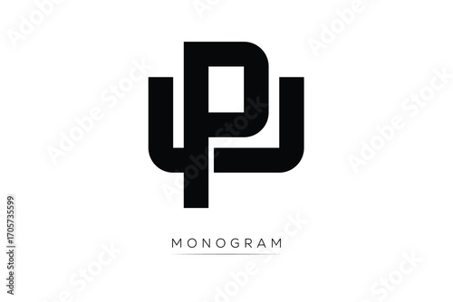 PU Creative Latter Logo. Monogram Logo Design.  Modern Minimal Initials Sing Symbol .
