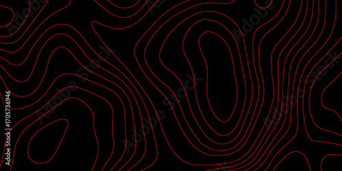 Dark Futuristic Digital Landscape with Glowing Red Neon Wave Contour Lines and Cyber Grid Topographic Mapping Vector Wallpaper