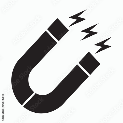 Magnetic pickup tool glyph solid artwork