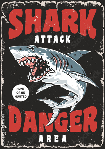 Surfing and ocean adventure with shark warning
