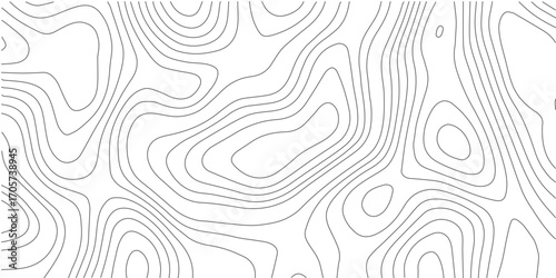 Cartographic elevation outline pattern, abstract geodesic relief drawing with curved landform lines, minimal geographic sketch texture design