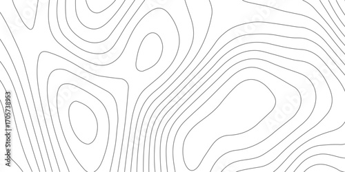Cartographic elevation outline pattern, abstract geodesic relief drawing with curved landform lines, minimal geographic sketch texture design