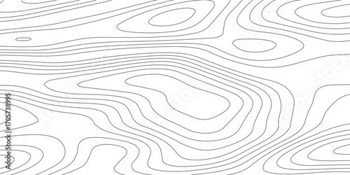 Cartographic elevation outline pattern, abstract geodesic relief drawing with curved landform lines, minimal geographic sketch texture design