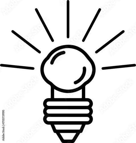 Simple Outline Lightbulb Idea Inspiration Icon Symbol Sign Design