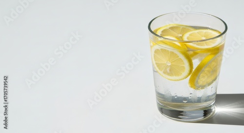 Wallpaper Mural Fresh Lemon Slices Floating in Clear Glass with Sparkling Water on Light Background Torontodigital.ca