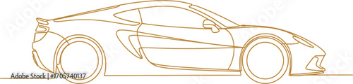 Elegant Sportscar: Continuous Line Art