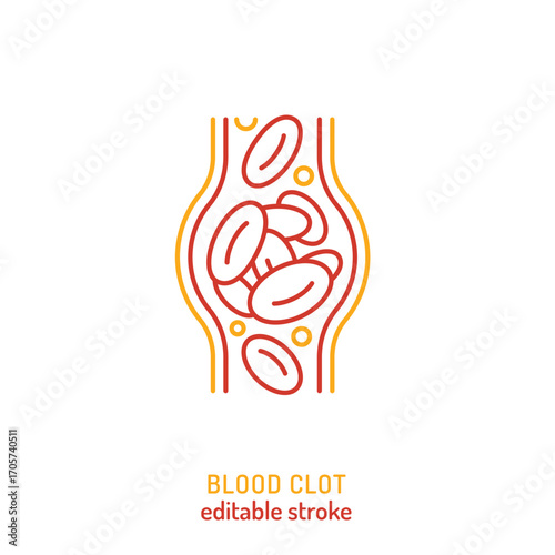Blood clot icon. Editable vector illustration of vascular blockage with platelets.