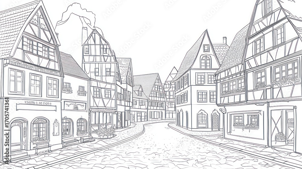 Black and white old town street