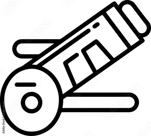 Line Art Detailed Cannon Weapon Military Artillery Simple Design Icon