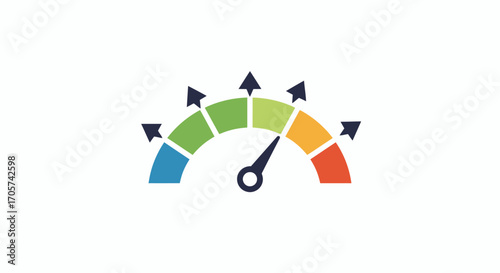 Financial speedometer indicator measuring economic growth inflation rate investment risk and overall business financial performance