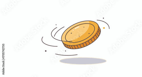 Golden coin spinning symbolizing risk reward uncertainty economic decision making and investment speculation in financial markets