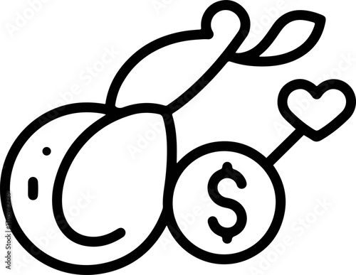 Line Drawing Embryo Fertilization with Money and Heart Icon Illustration